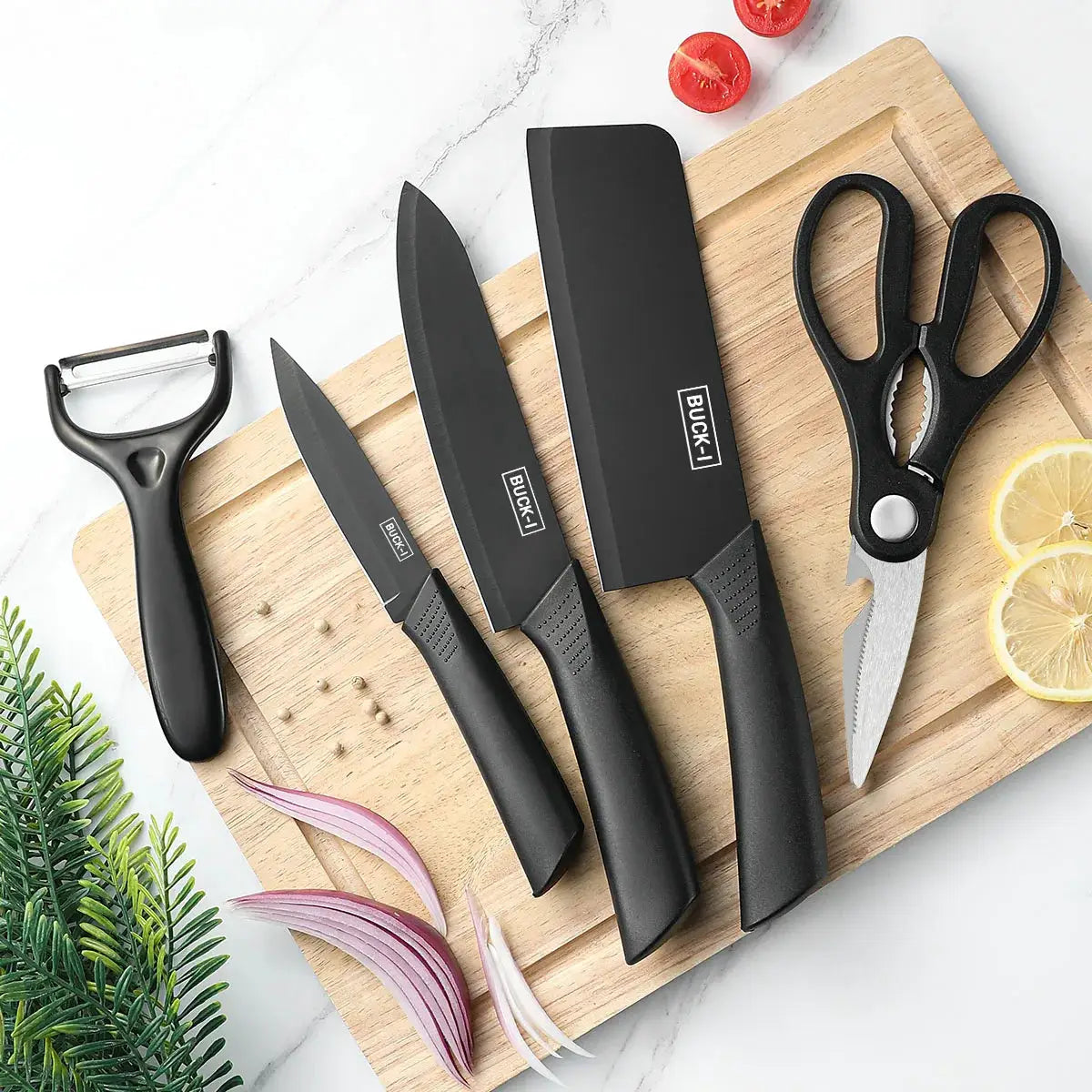CulinaryCraft 3 And 5 Piece Kitchen Knife Set With High Grade Black Steel Blades And Durable Plastic Handles Gift Ready