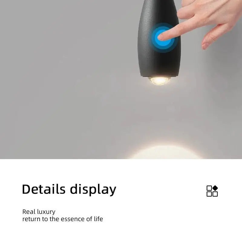MARPOU LED pendant light, black finish with blue touch switch