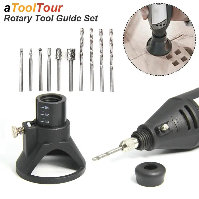 Rotary Router Milling Cutter Guide Attachment And Drill Bit Set For Dremel Wood Carving And Precise Milling