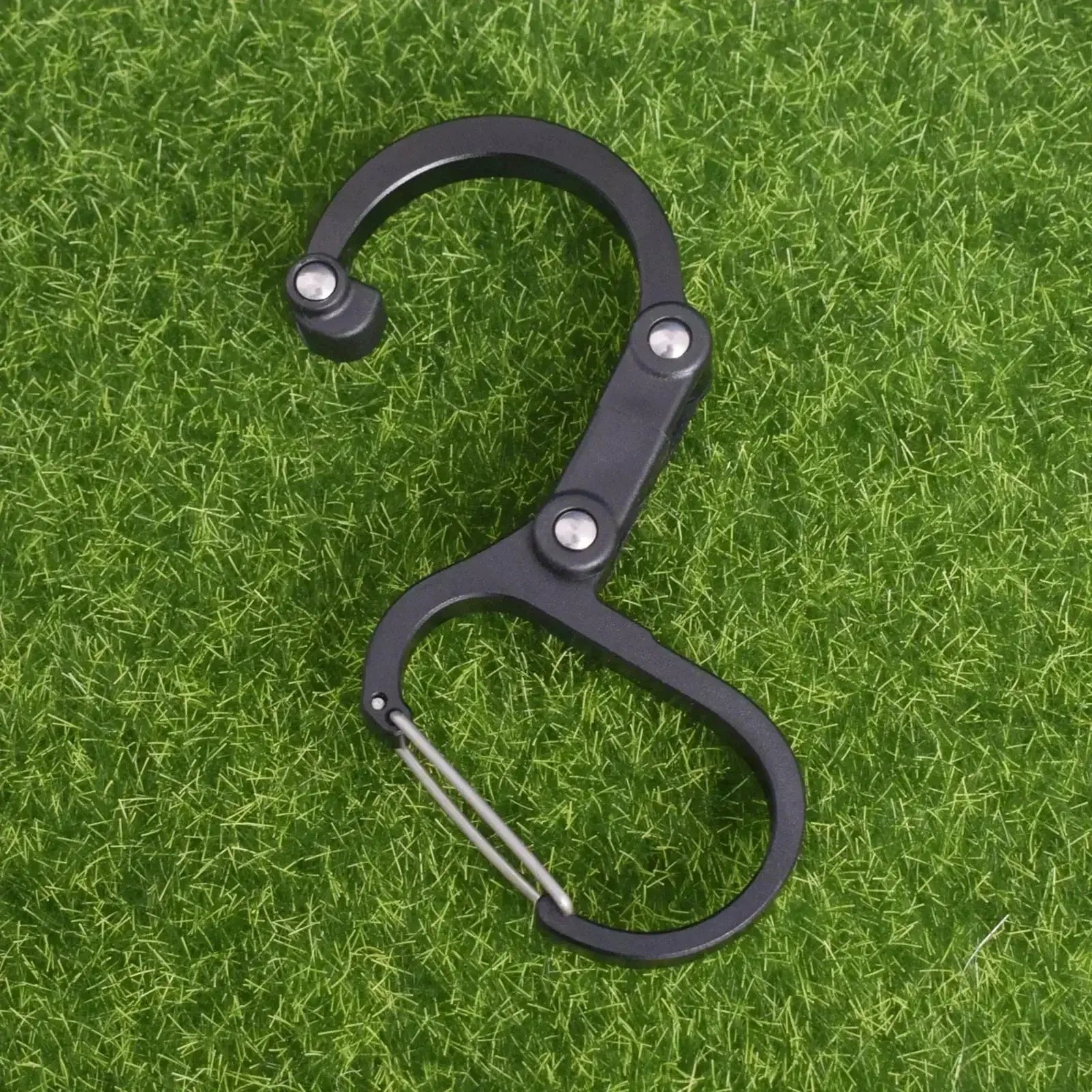 Simples Market Multifunctional rotating carabiner heavy-duty hook, black metal, camping and hiking gear