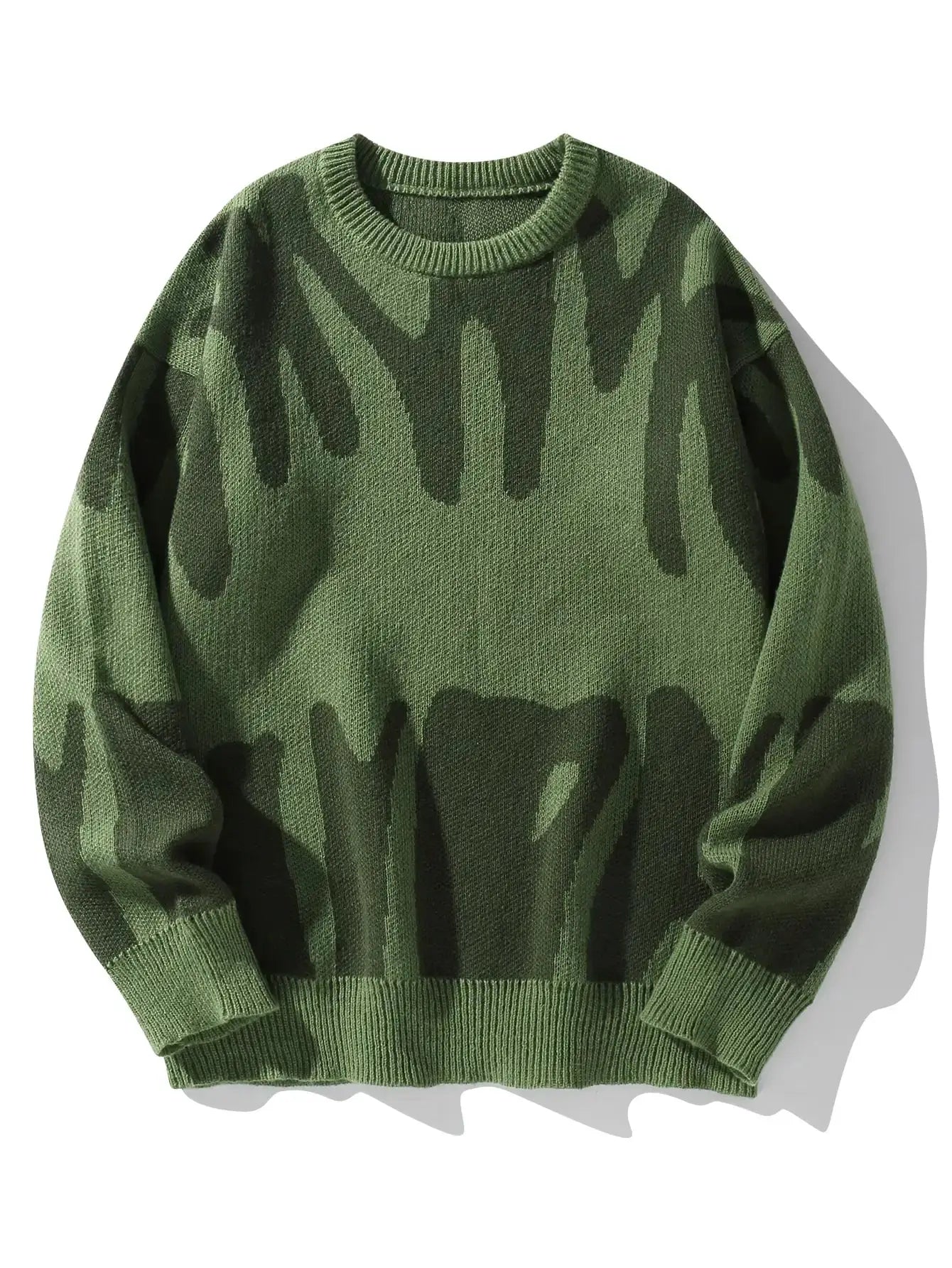 Men's green camouflage jacquard pullover sweater from Simples Market