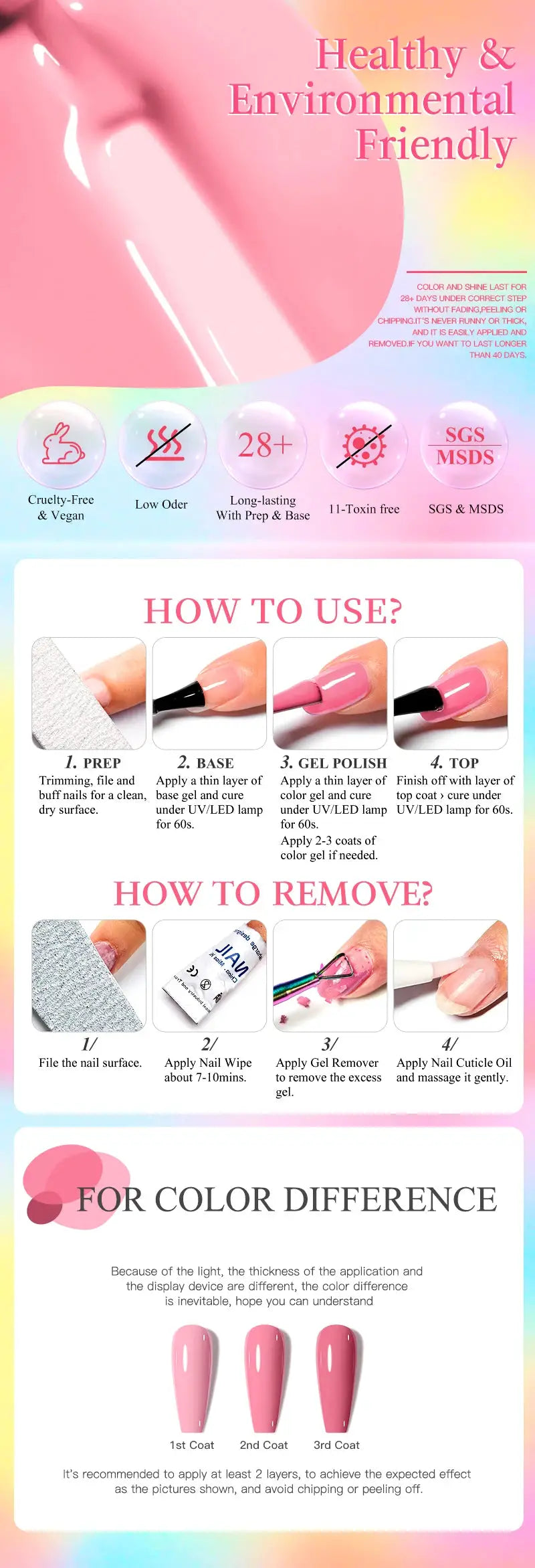 Mtssii pink glitter gel nail polish set, 6-piece with sequins, by Simples Market