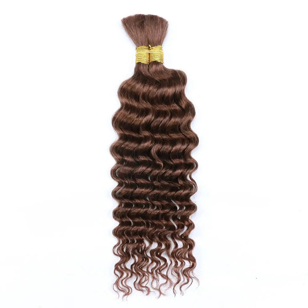 Human braiding hair bulk deep wave bundles, 100g no weft, brown, Simples Market