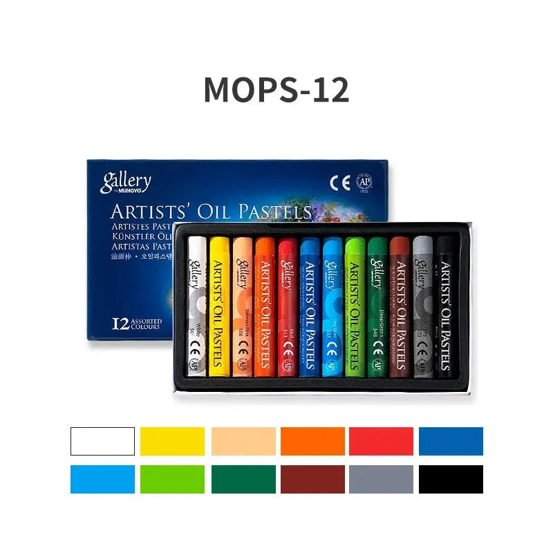 MUNGYO Artist Soft Oil Pastel Set, 12 assorted colors in a blue box by Simples Market