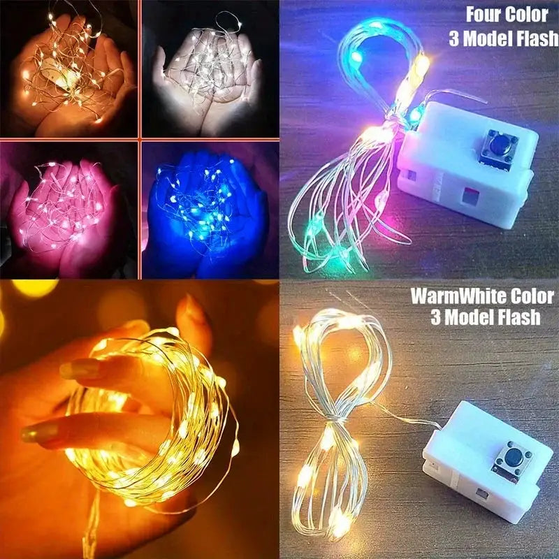 10 Pack Waterproof Copper Wire Mini Fairy Lights Outdoor Battery Powered With 3 Speed Modes For Christmas Decorations