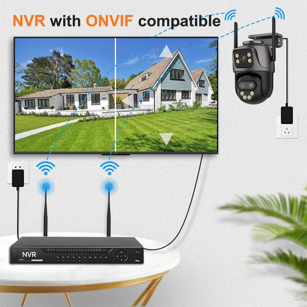 IP Camera 6K/9MP WiFi outdoor security system by Simples Market with 8x zoom, three lenses, dual-screen display