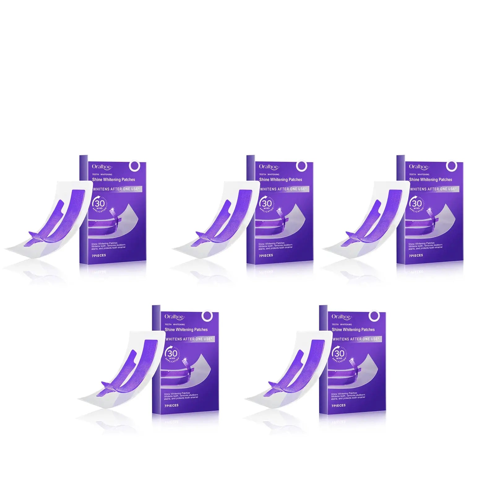 Teeth whitening patches, purple packaging, 12-box display