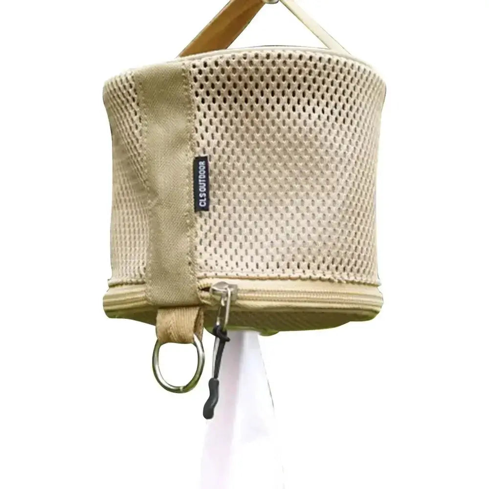 Simples Market camping tissue case, beige mesh hanging tissue holder with hook