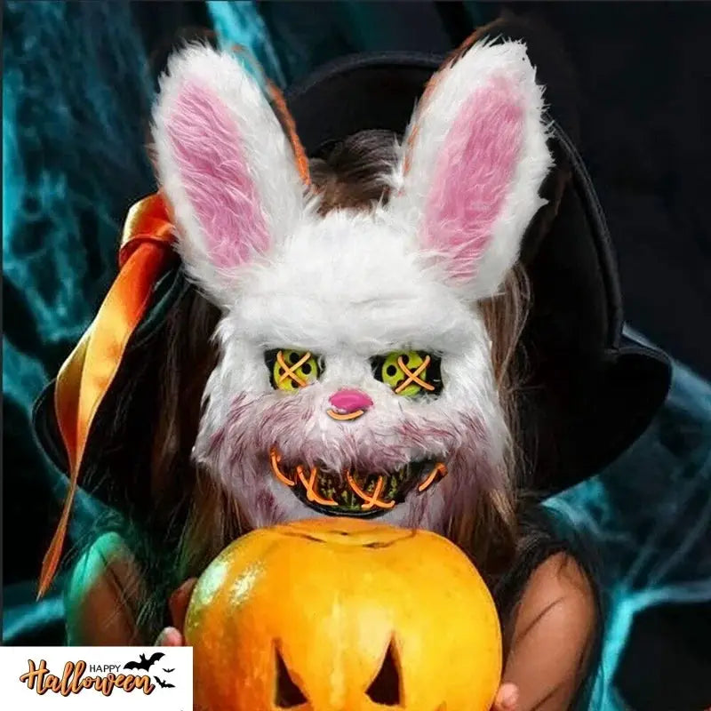 LED Light Halloween Cosplay Full Face Mask Horror Cartoon Rabbit Bear