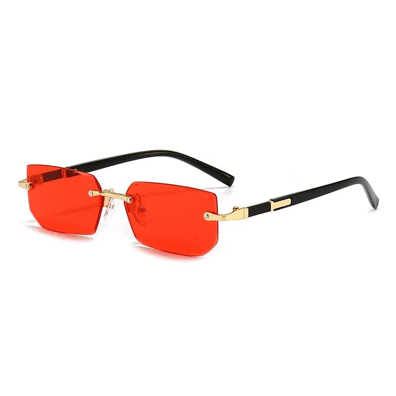 NovaVista Rimless Rectangle Sunglasses Unisex Lightweight Small Square Shades With Mirror Lenses For Summer Travel