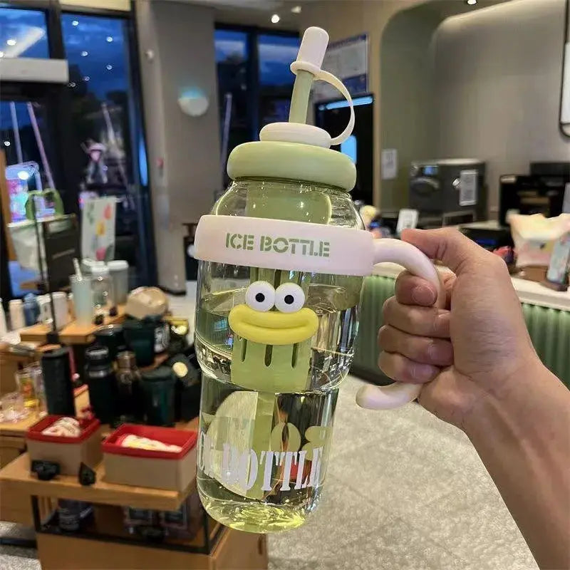 1100ML Sports Water Bottle For Women Cute Aesthetic Large Capacity Portable Straw Cup For Summer Home Outdoor