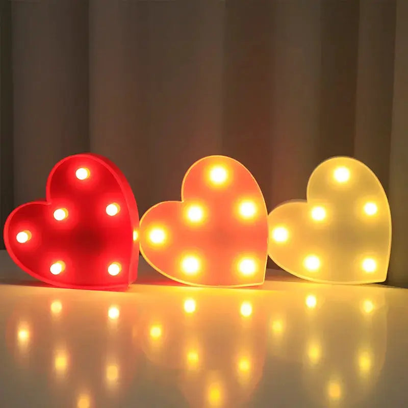 Love Heart LED Lamp for Weddings and Parties Romantic Night Light Pink Red Home Decor Gift