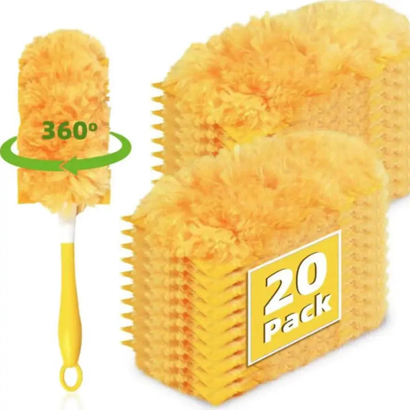 Disposable feather duster set, yellow, 20-pack, 360° rotating head, Simples Market