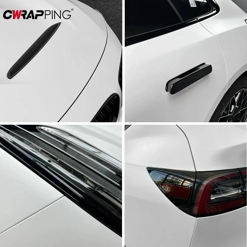 Matte white vinyl car wrap film by Simples Market; universal, self-adhesive, waterproof film for cars and motorcycles.