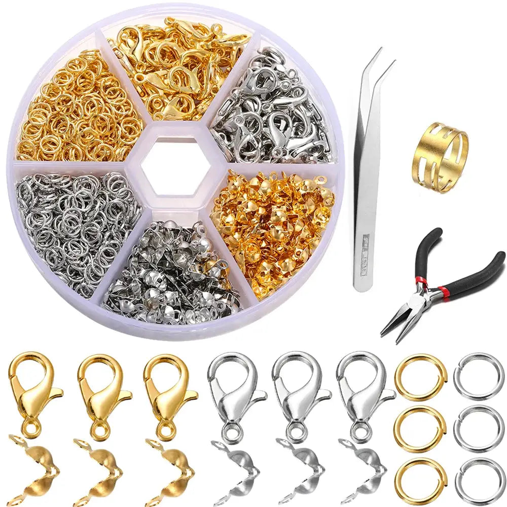 370 To 570 Pcs Jewelry Making Kit With Lobster Clasps Open Jump Rings End Crimps Beads Box For Bracelets And Necklaces