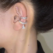 Silver Zirconia Pearl Clip On Earrings For Women Geometric Ear Cuff Without Piercing Fashion Jewelry Gift