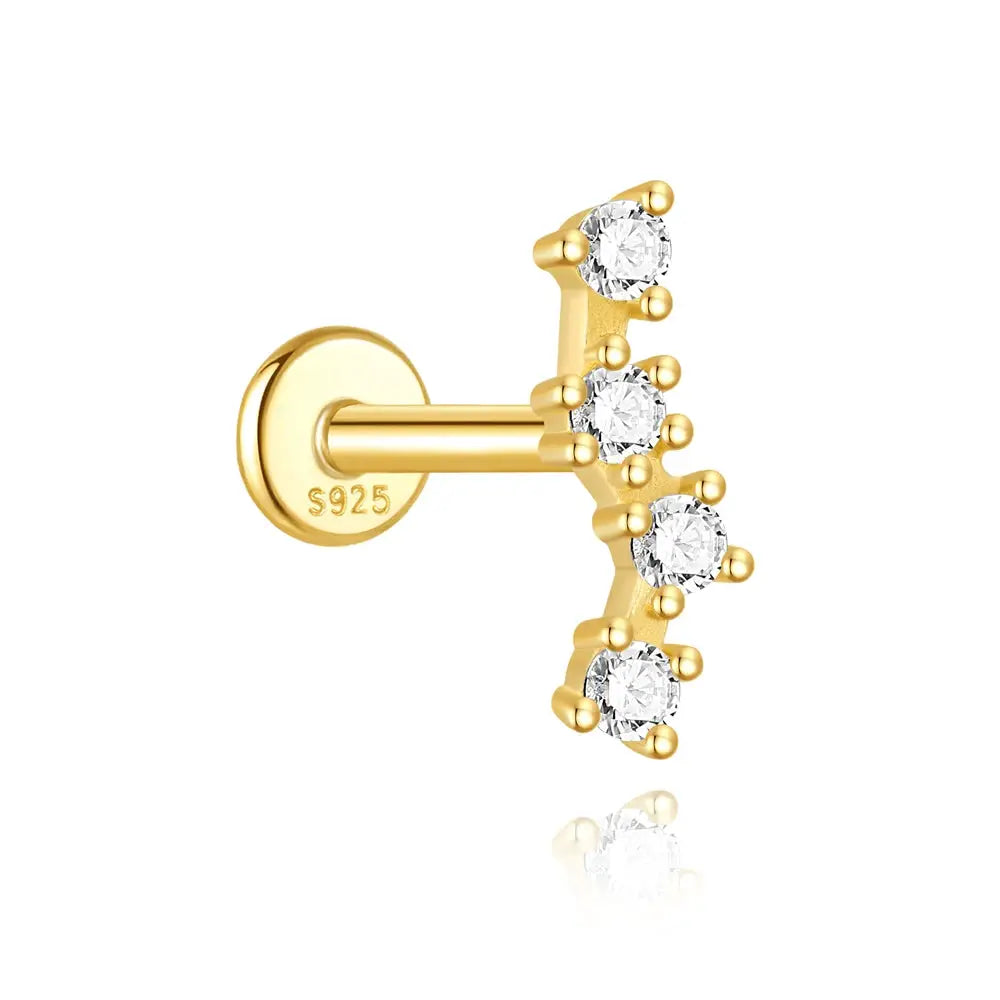 AIDE gold-tone helix piercing earring with five cubic zirconia stones