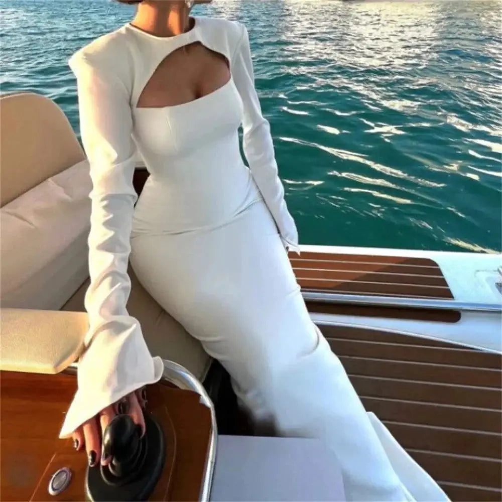 Mermaid Black Prom Dress With Long Sleeves Elegant Formal Evening Gown