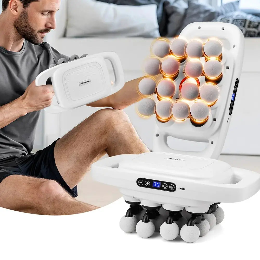 Simples Market 16-Head fascia gun, white high-frequency massager with 16 heads for back, neck, waist and shoulders