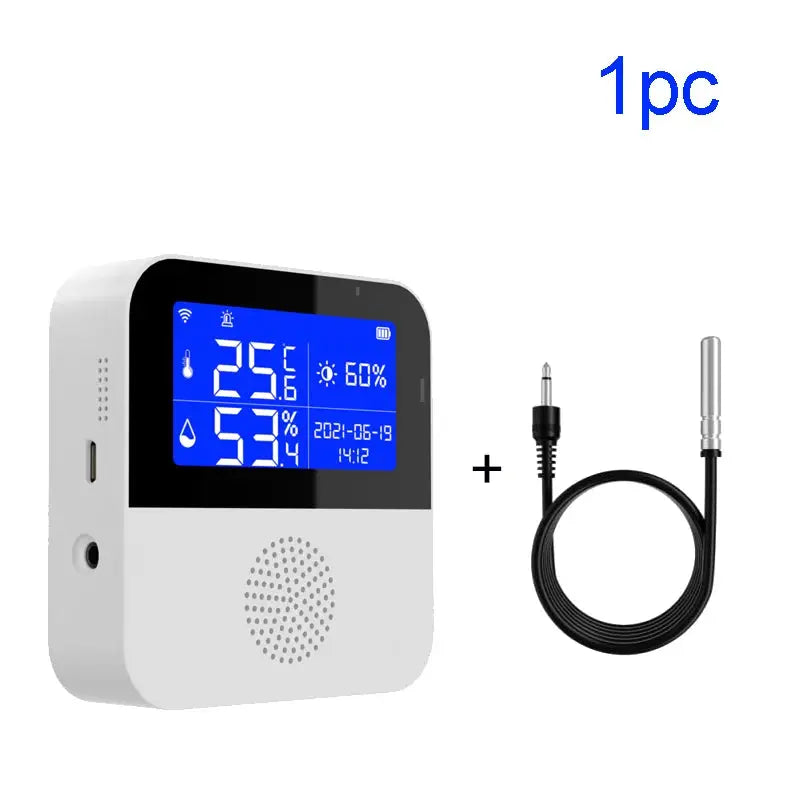 Haozee Tuya Smart WiFi Temperature And Humidity Sensor With Backlit LCD Display Indoor Thermometer Hygrometer