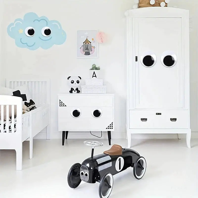One Pair Self Adhesive Googly Eyes Large Black Plastic Fridge Wall Sticker DIY Scrapbook Dolls Eyeball