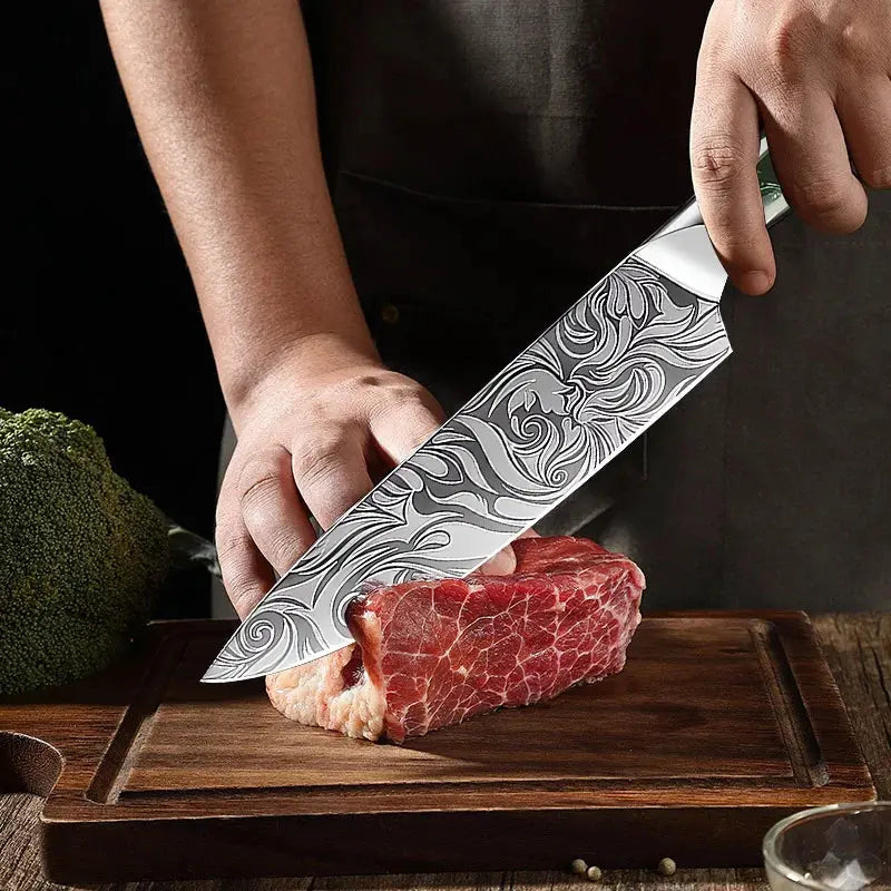 Hikari Japanese Laser Damascus Kitchen Knife Versatile Utility Chef Knife for Meat Fruit Bread Vegetables