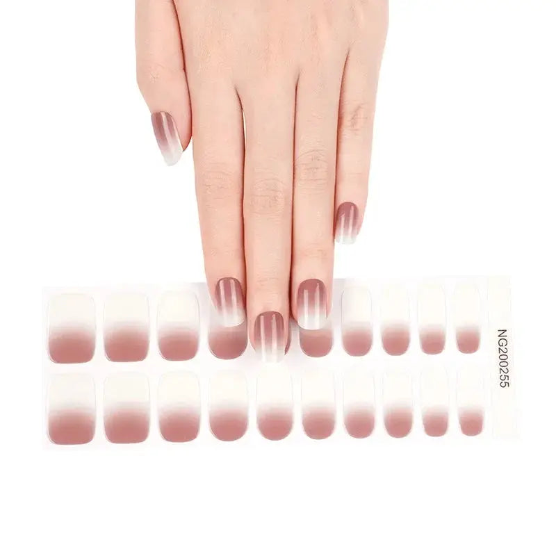 NailLux Semi Cured Nail Wraps For 16 To 20 Tips Easy Full Cover Adhesive Press On Nails Gel Finish UV LED Compatible
