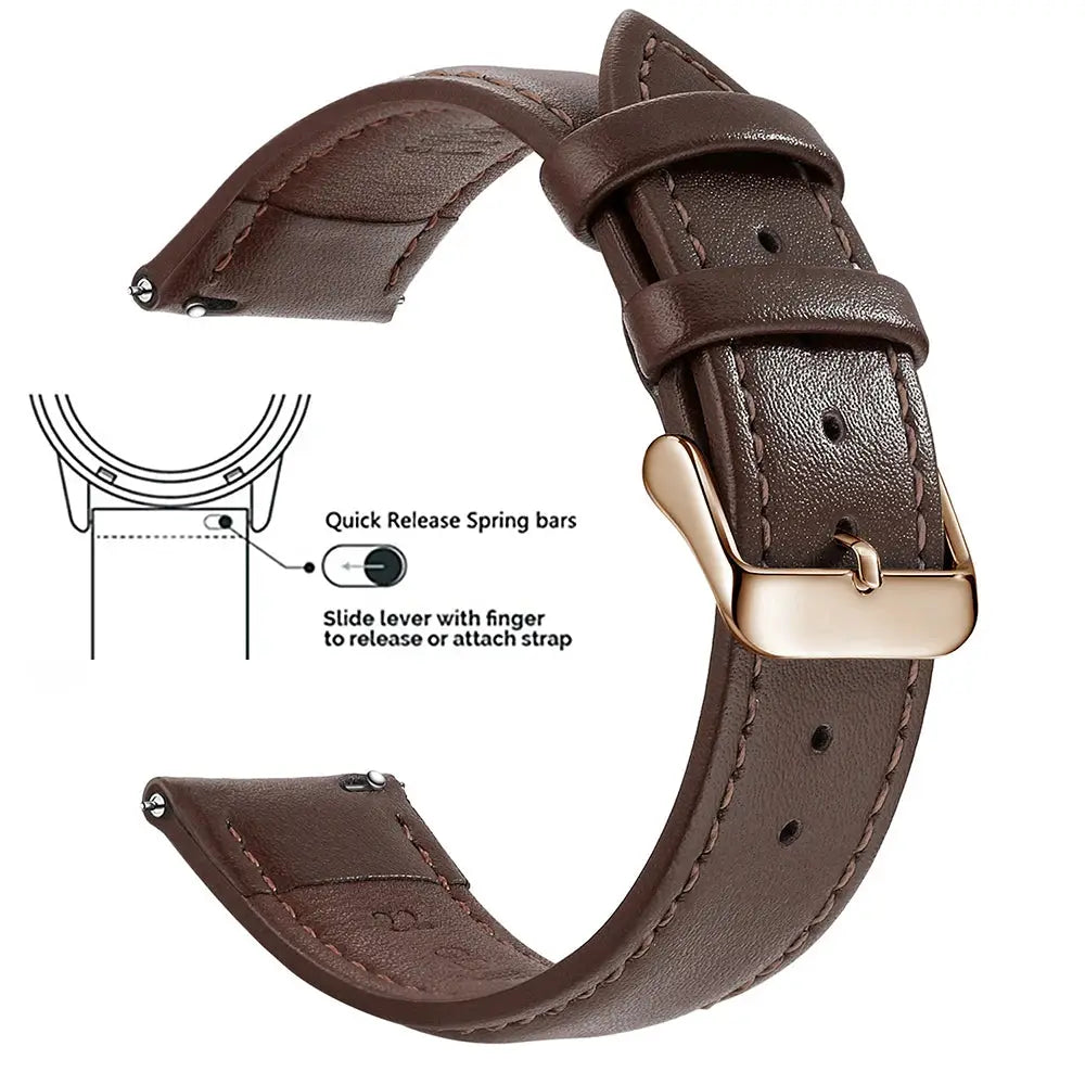 Timely Top Grain Genuine Leather Watch Band Quick Release For Easy Swaps Fits 12 To 24 Mm