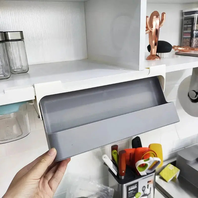 HomeEase Under Shelf Spice Organizer Self Adhesive Wall Mounted Rack With Pull Out Compartments