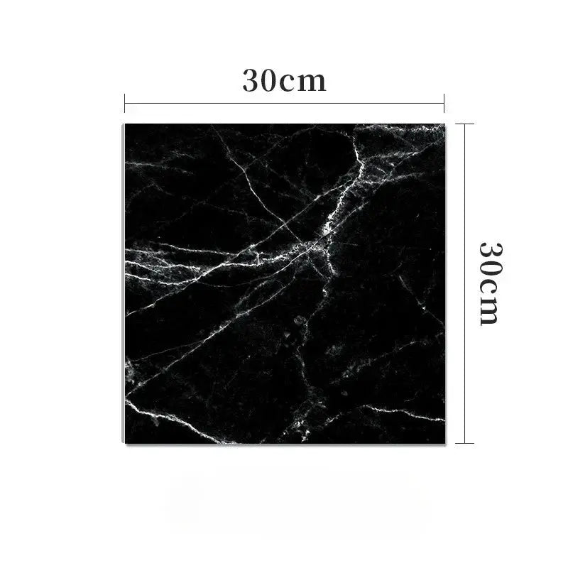Black marble imitation ceramic wall tile, 30cm square, self-adhesive, waterproof.