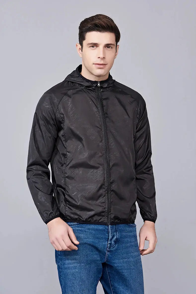JNLN unisex hiking windbreaker jacket, black, waterproof quick-dry rain coat
