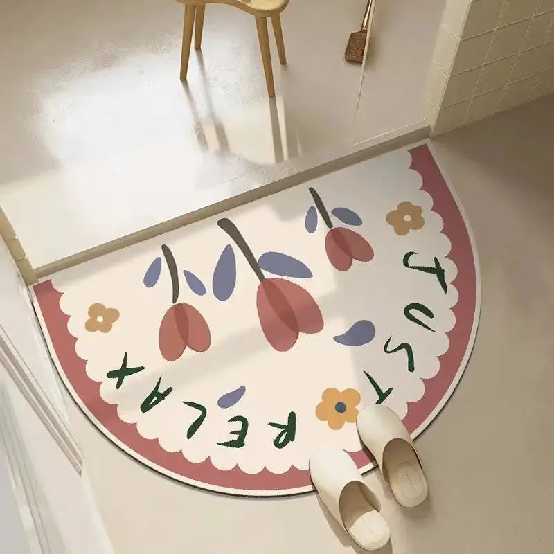 VIKAMA Imitation Cashmere Semi Circular Bathroom Floor Mat Waterproof Non Slip For Living Room Bedroom Door Mat