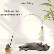 Interactive Cat Toy Feather Wand On Steel Wire Pole For Kitten Exercise And Mental Stimulation