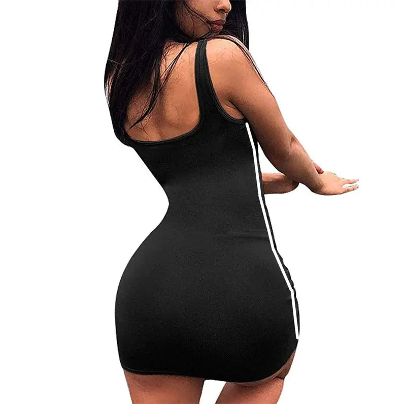 QT Fashion Women Casual Sheath Dress Spaghetti Strap Sleeveless Slim Fit High Stretch Polyester Lightweight Comfort