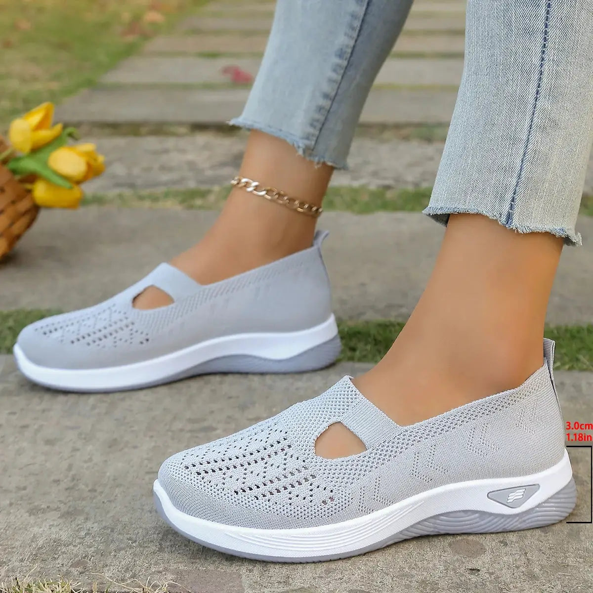NovaStride Casual Slip On Womens Summer Shoes With Breathable Mesh Upper For All Day Comfort