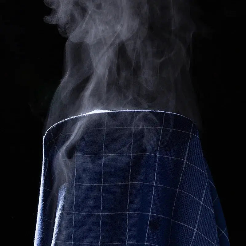 Men's blue plaid cotton Oxford shirt, short sleeve