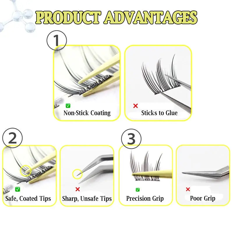 LashEase Anti Stick Glue Free Eyelash Applicator Stainless Steel Tweezer For Precision Lash Application