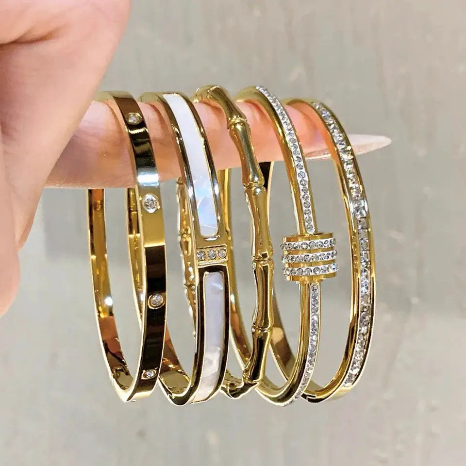 Yupsk Stainless Steel Bracelets for Women Multiple Styles Gold Color Non Fading Bangles Fashion Jewelry Gift