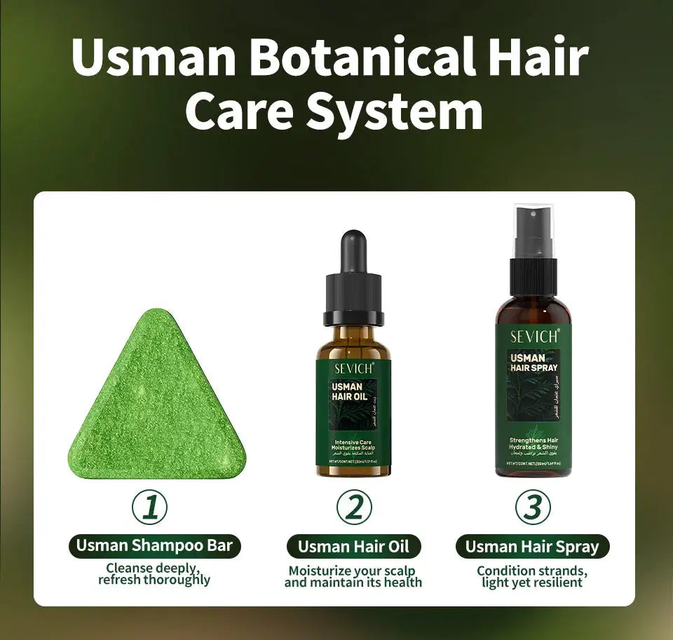 Anti Hair Loss Serum Set Hair Growth Essential Oil Usman Hair Regrowth Shampoo Soap Hair Care Thickening Oil Spray For Men Women