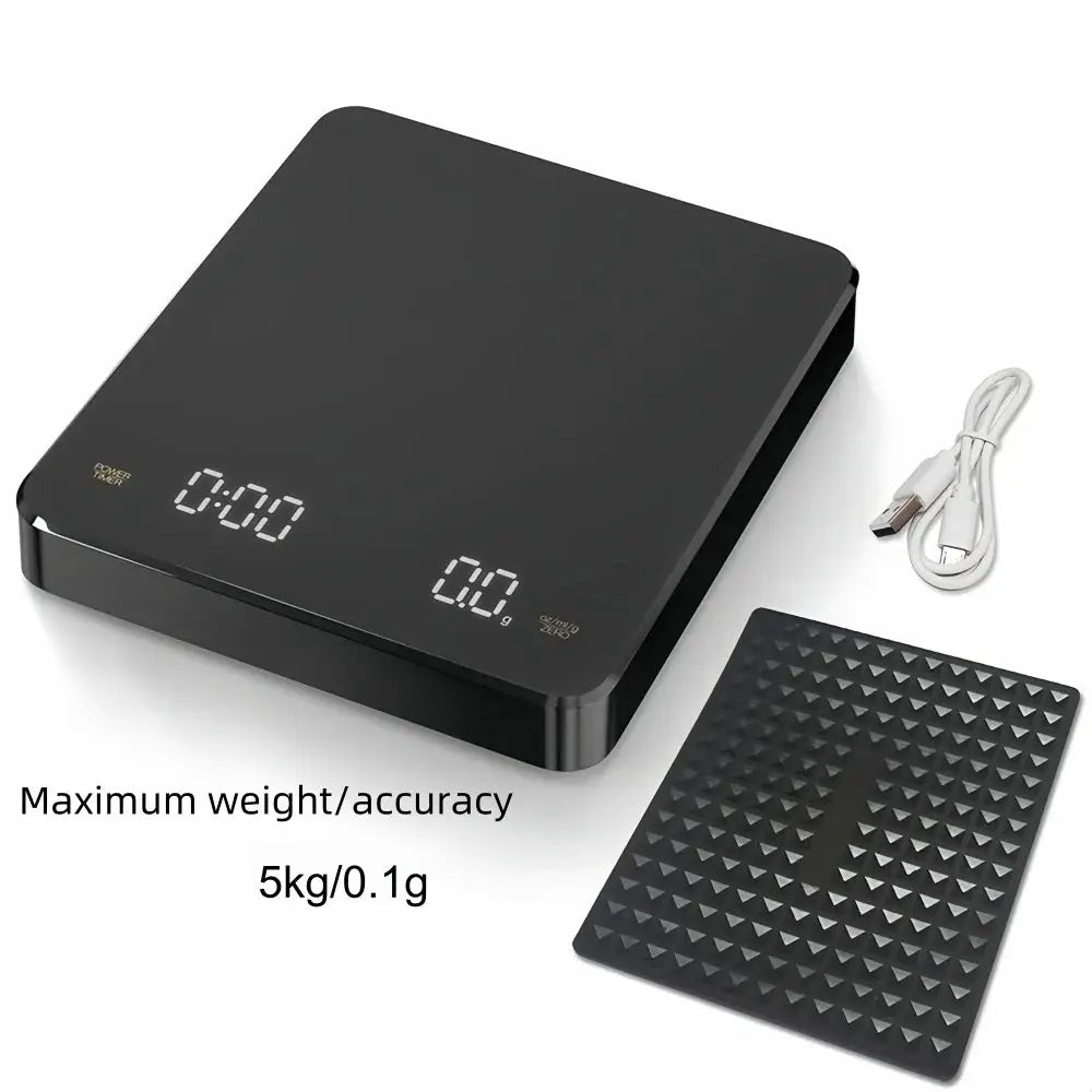 BrewMaster Pro Coffee Scale Waterproof Pad With LED Display USB Timing For Precise Home Brewing 3 Kg To 5 Kg