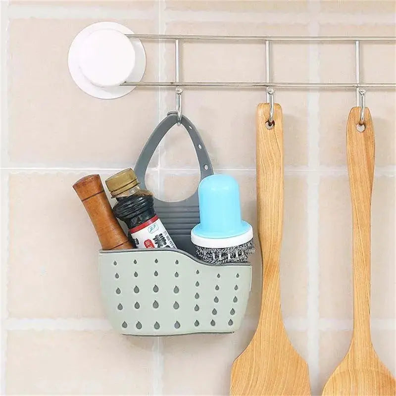 Kitchen Sink Hanging Draining Basket Adjustable Rubber Bag Soap Sponge Caddy Faucet Holder For Bathroom