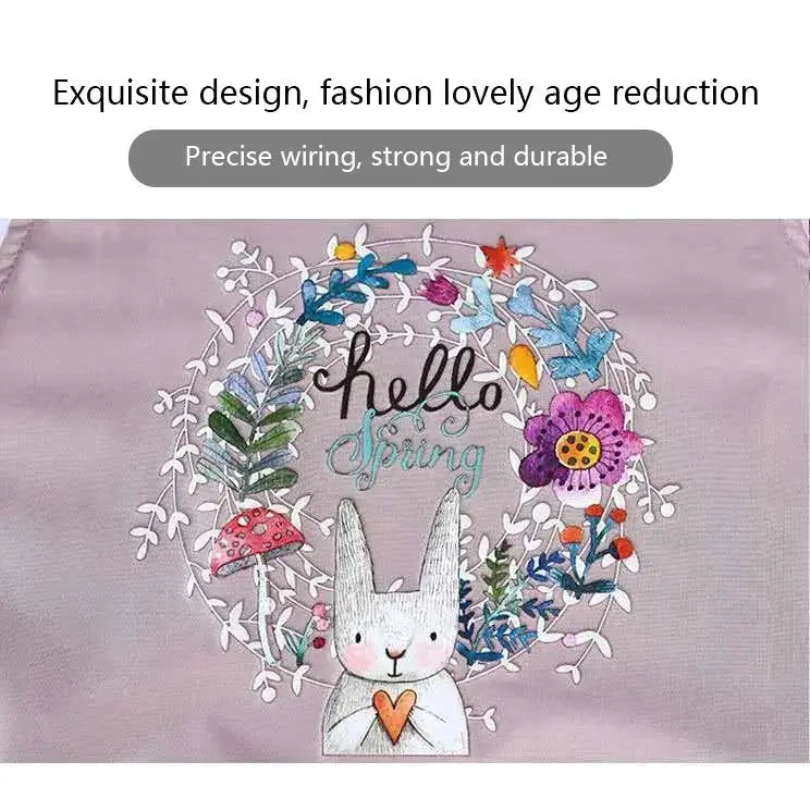 Women’s rabbit-print kitchen apron, purple, oil-proof and waterproof, Simples Market