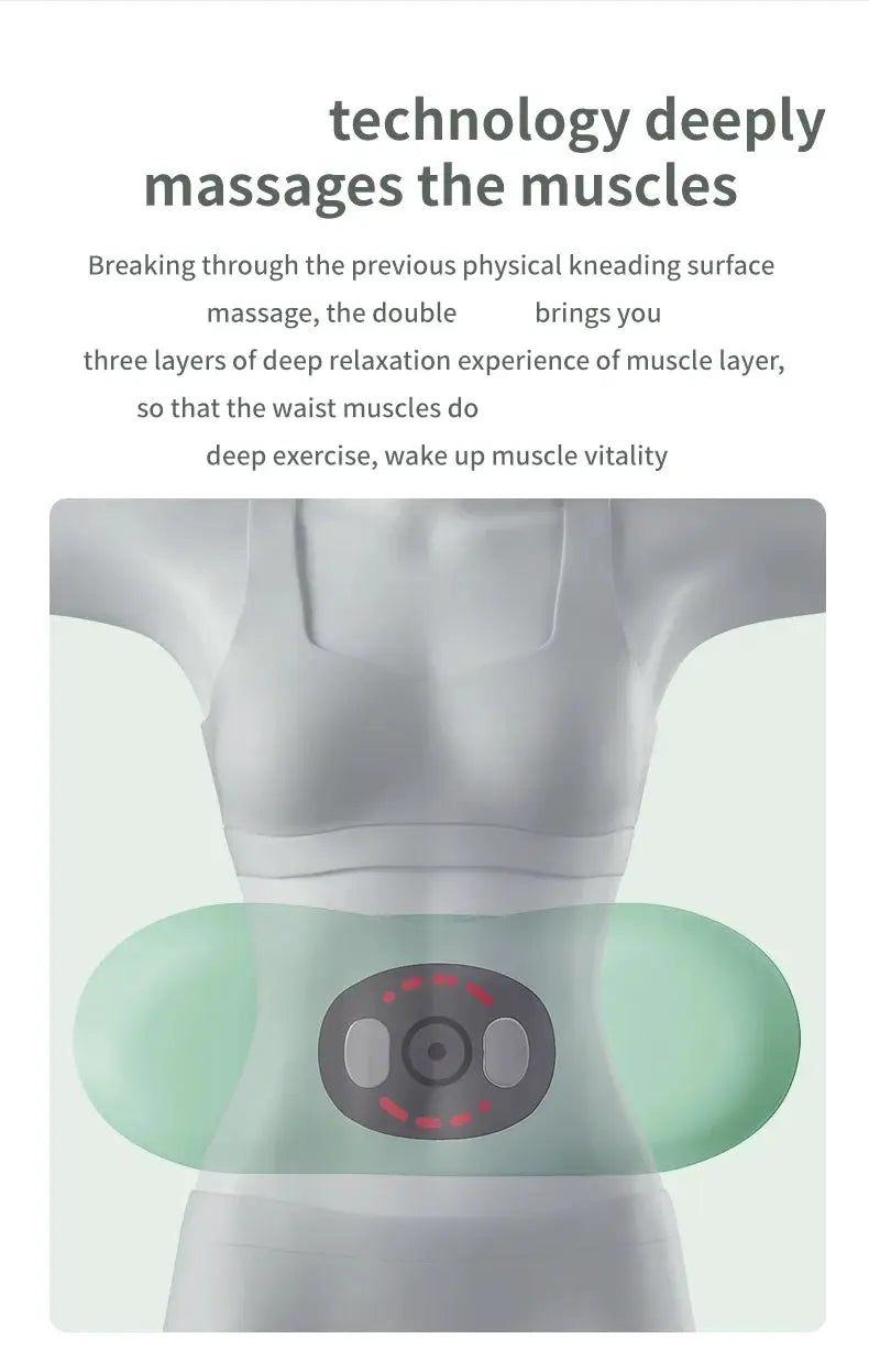 Electric lumbar traction device belt with green inflatable wings and central control panel