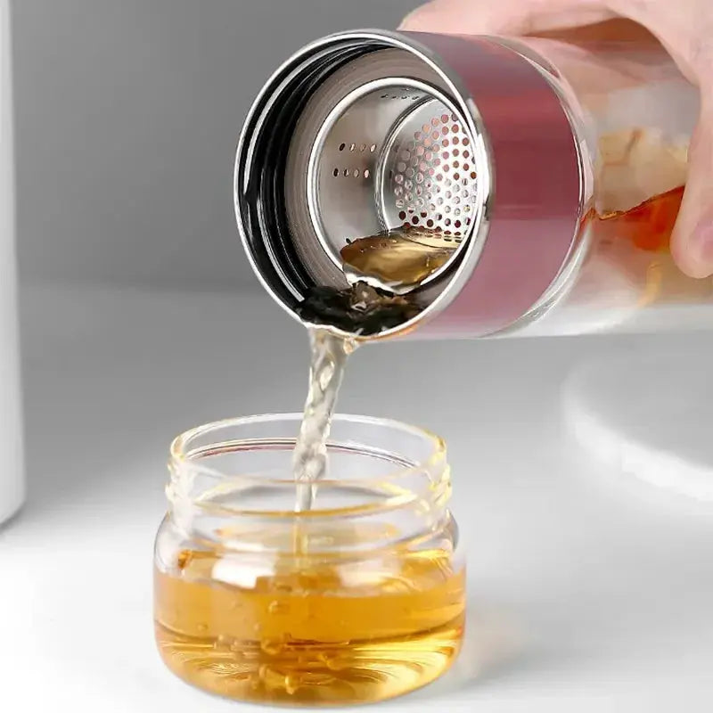 ClearSip 420ml Double Wall Borosilicate Tea Water Bottle Infuser Keeps Tea Fresh And Flavorful On The Go