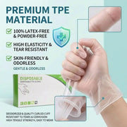 Simples Market disposable TPE gloves, clear, latex-free and powder-free, food-safe for kitchen tasks