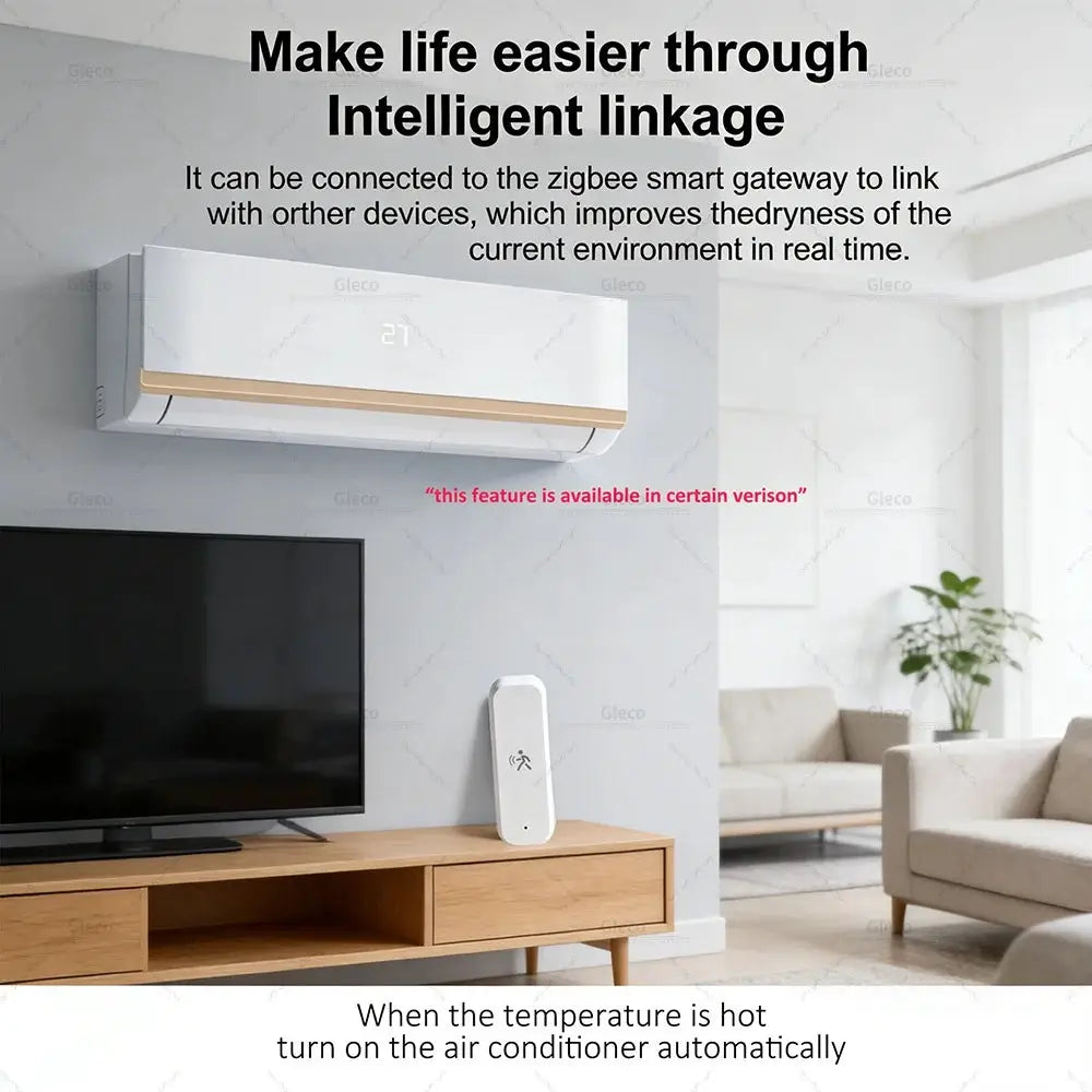 Zigbee 3.0 PIR motion sensor, white plastic with temperature, humidity and illuminance monitor