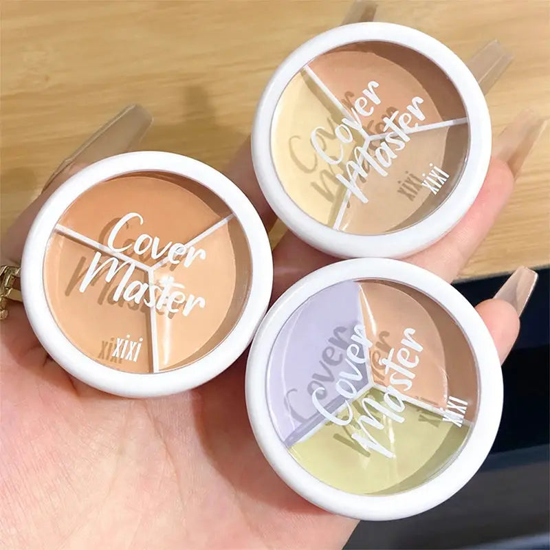 XIXI Pure Holding Makeup Three Color Concealer Palette For Spots Acne Marks Dark Circles Nonstick Powder Finish