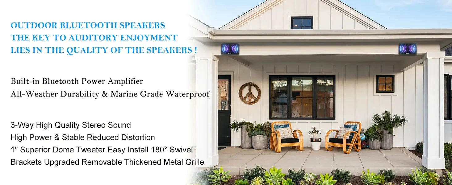 Herdio 3.5-inch outdoor Bluetooth speakers, wall-mounted, waterproof, 200W, 3-way system