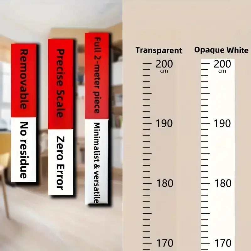 2m Wall Height Measurement Card Durable PC Material Writable Removable Ideal for Room Decor