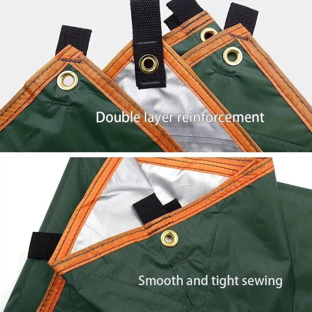 Ultra light canvas garden canopy sunshade by Simples Market, green with orange trim double-layer reinforcement grommets